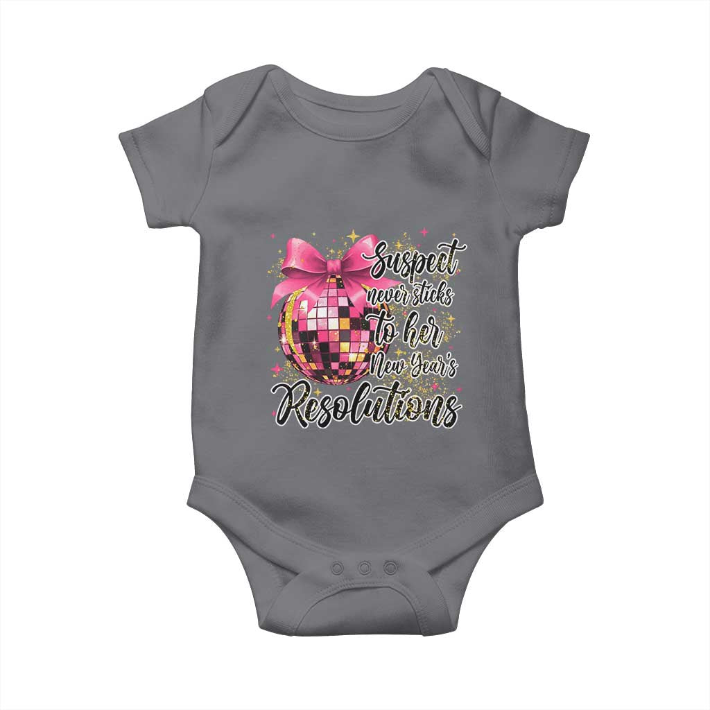 Funny Suspect Never Sticks To Her New Years Resolutions Baby Onesie Coquette Disco Ball TS11 Charcoal Print Your Wear