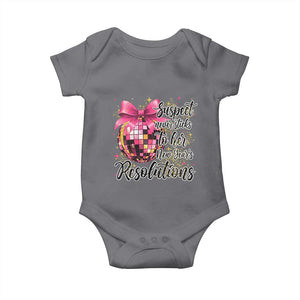 Funny Suspect Never Sticks To Her New Years Resolutions Baby Onesie Coquette Disco Ball TS11 Charcoal Print Your Wear