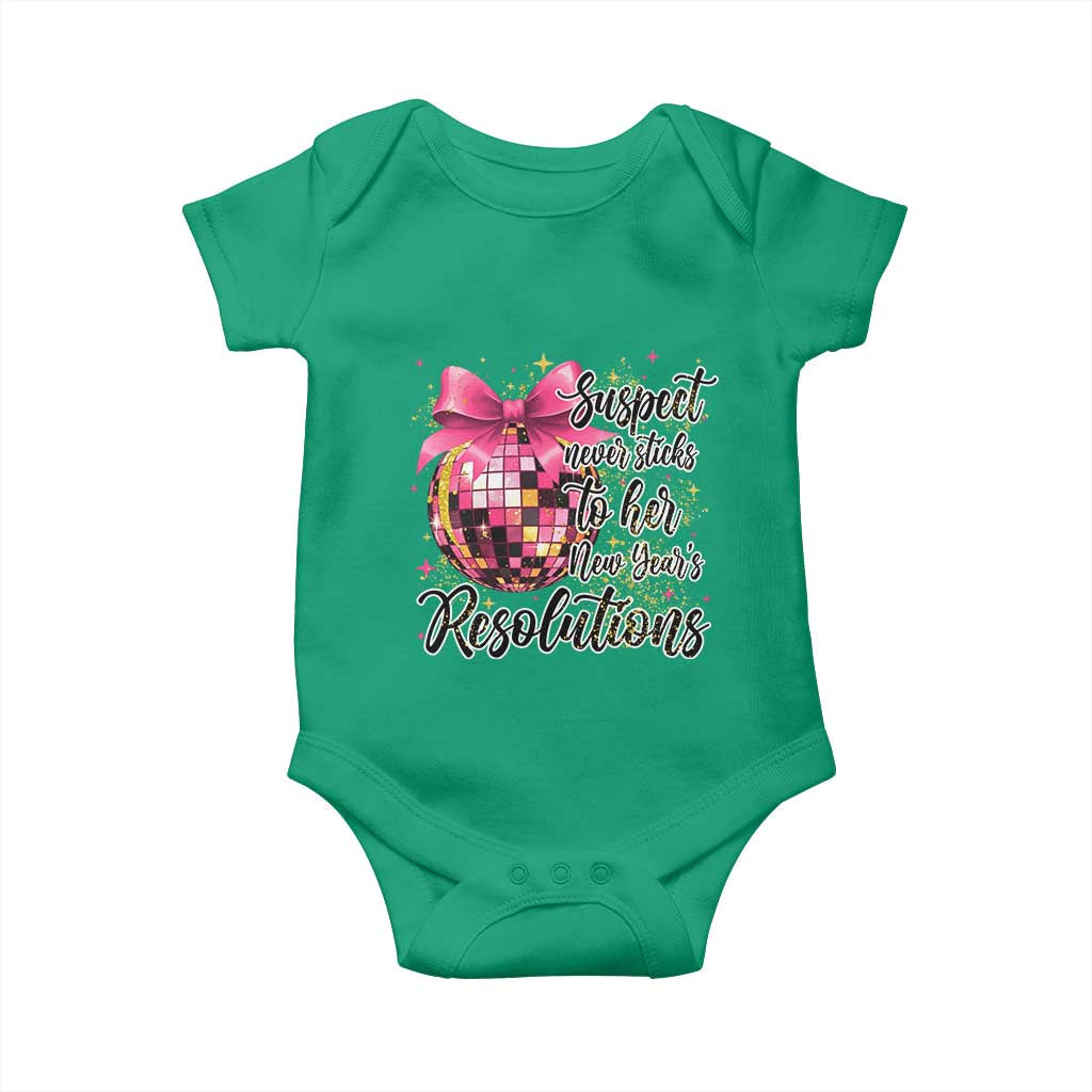 Funny Suspect Never Sticks To Her New Years Resolutions Baby Onesie Coquette Disco Ball TS11 Irish Green Print Your Wear