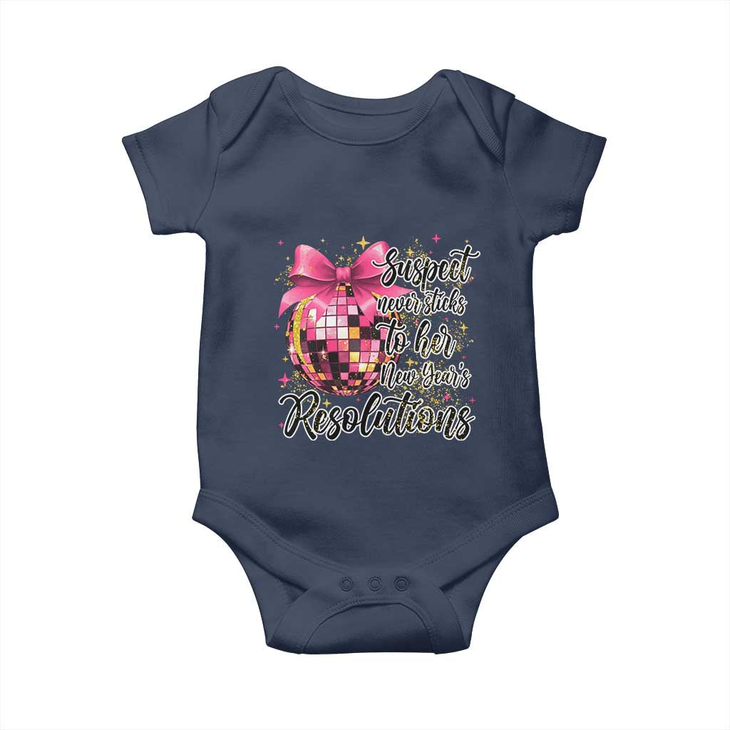 Funny Suspect Never Sticks To Her New Years Resolutions Baby Onesie Coquette Disco Ball TS11 Navy Print Your Wear