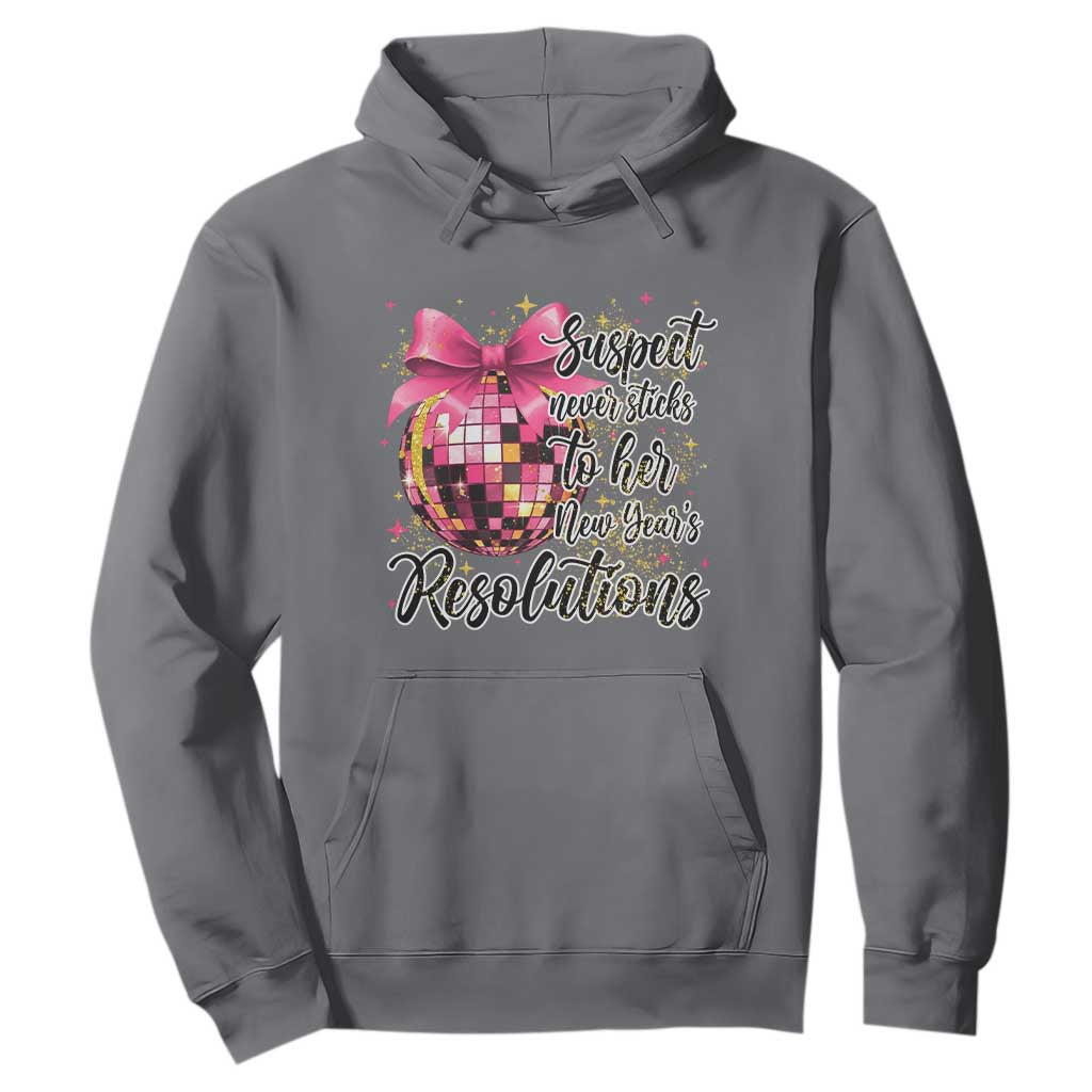 Funny Suspect Never Sticks To Her New Years Resolutions Hoodie Coquette Disco Ball TS11 Charcoal Print Your Wear