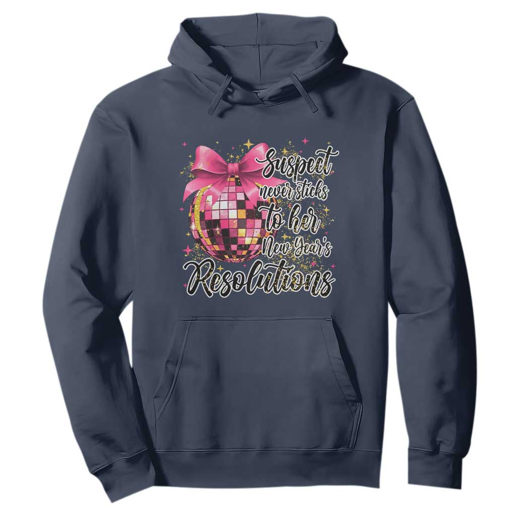 Funny Suspect Never Sticks To Her New Years Resolutions Hoodie Coquette Disco Ball TS11 Navy Print Your Wear