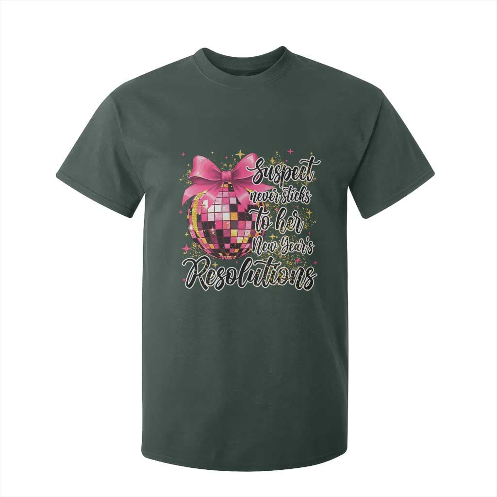 Funny Suspect Never Sticks To Her New Years Resolutions T Shirt For Kid Coquette Disco Ball TS11 Dark Forest Green Print Your Wear