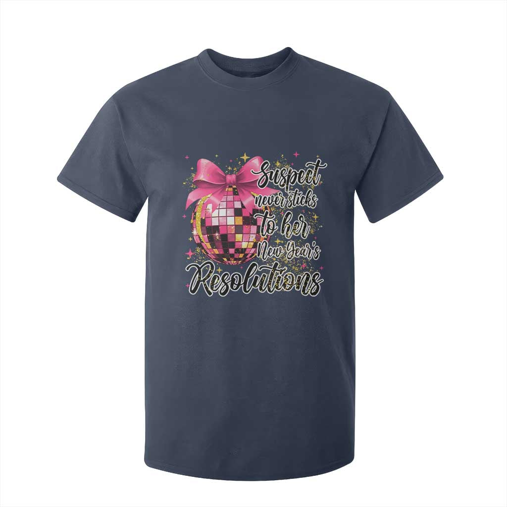 Funny Suspect Never Sticks To Her New Years Resolutions T Shirt For Kid Coquette Disco Ball TS11 Navy Print Your Wear