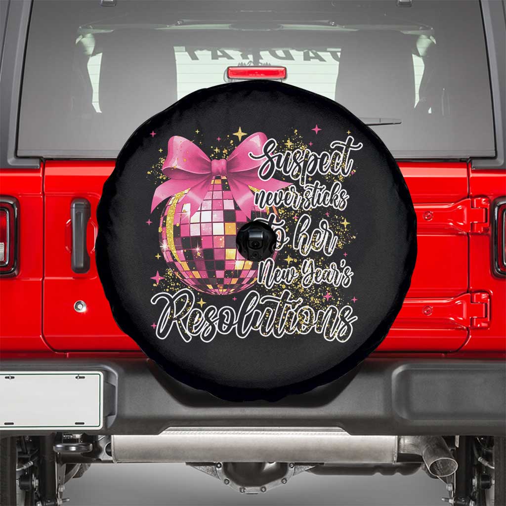 Funny Suspect Never Sticks To Her New Years Resolutions Spare Tire Cover Coquette Disco Ball TS11 Black Print Your Wear