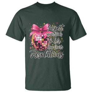 Funny Suspect Never Sticks To Her New Years Resolutions T Shirt Coquette Disco Ball TS11 Dark Forest Green Print Your Wear