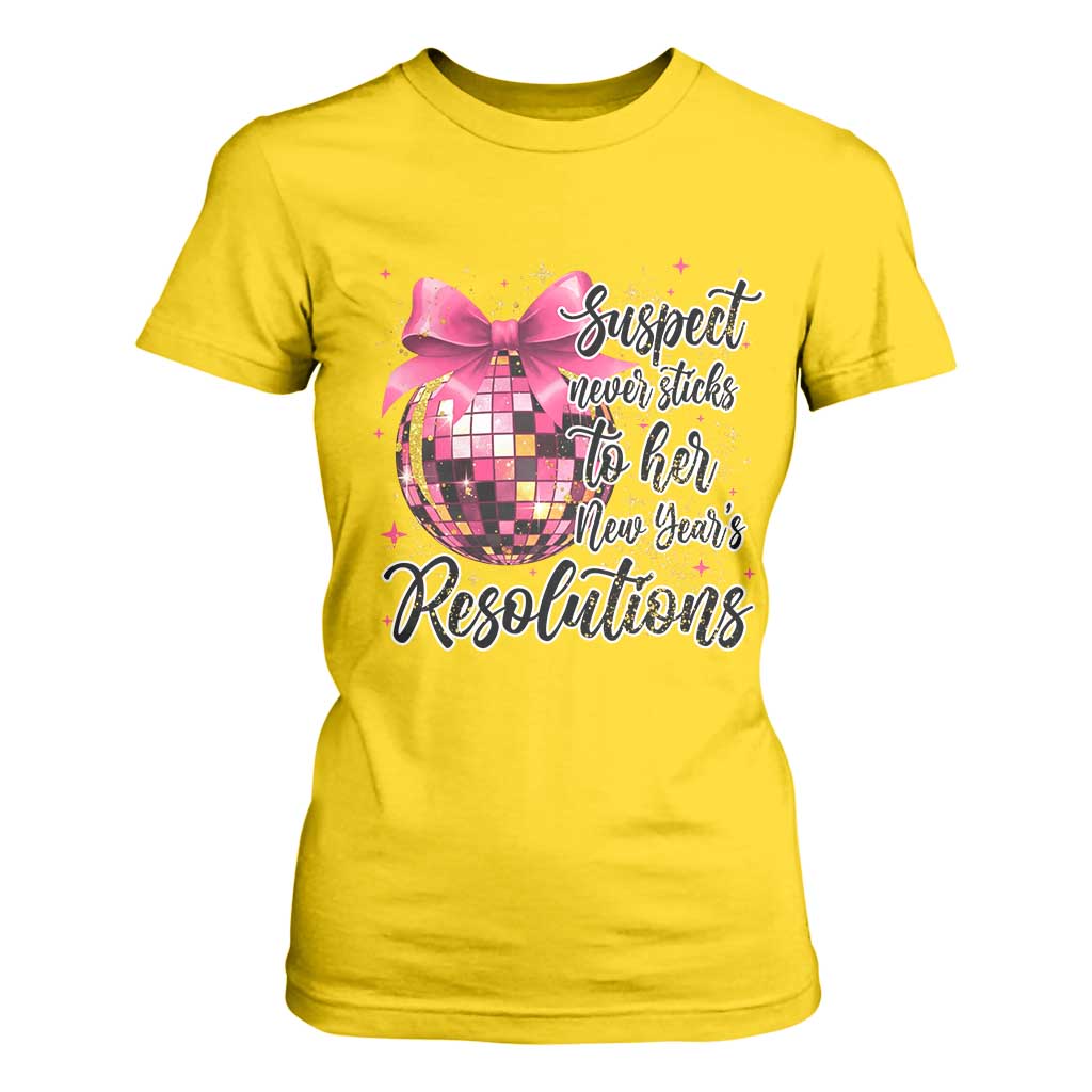 Funny Suspect Never Sticks To Her New Years Resolutions T Shirt For Women Coquette Disco Ball TS11 Daisy Print Your Wear