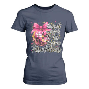 Funny Suspect Never Sticks To Her New Years Resolutions T Shirt For Women Coquette Disco Ball TS11 Navy Print Your Wear