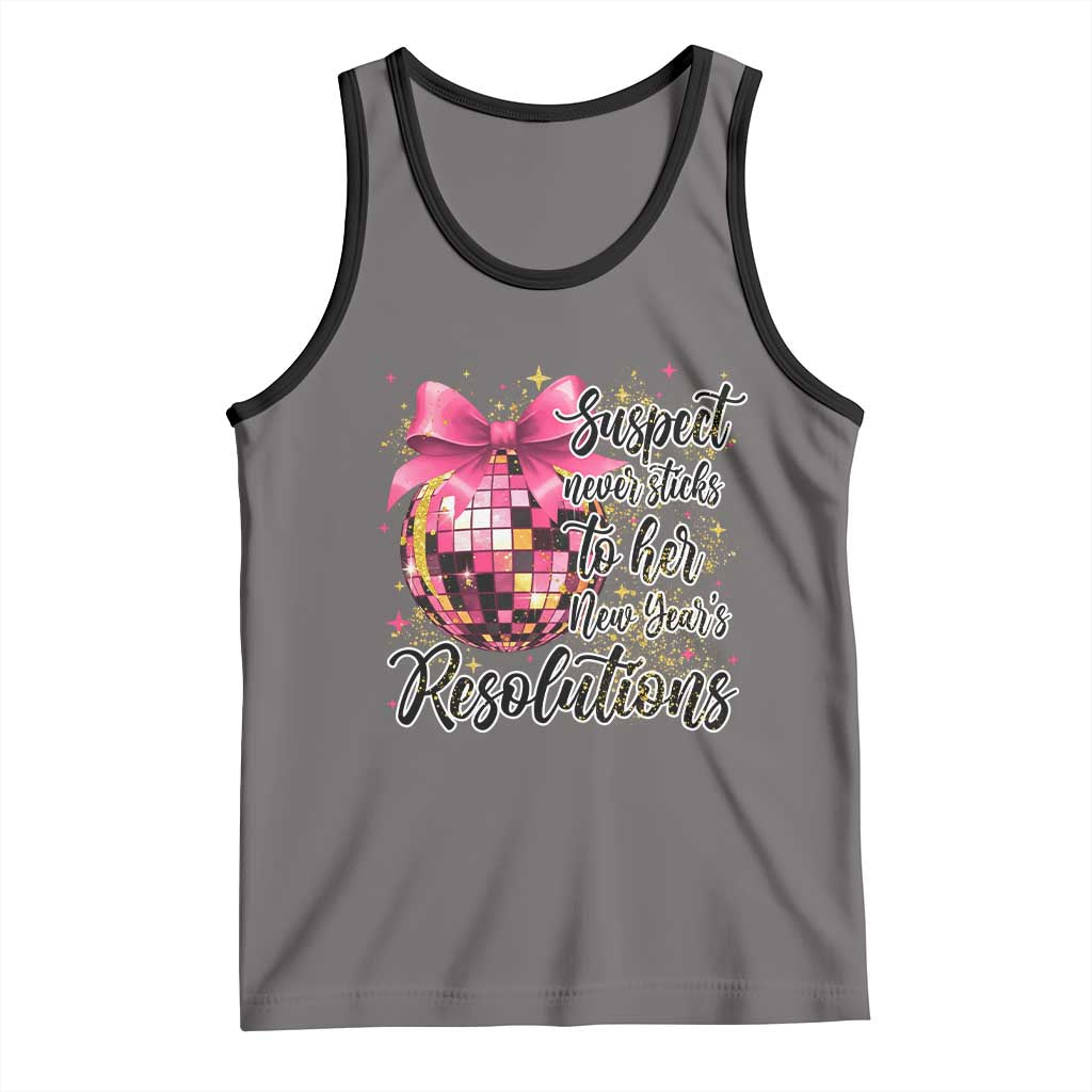 Funny Suspect Never Sticks To Her New Years Resolutions Tank Top Coquette Disco Ball TS11 Deep Heather Black Print Your Wear