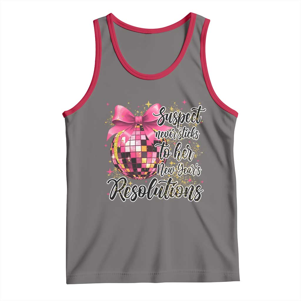 Funny Suspect Never Sticks To Her New Years Resolutions Tank Top Coquette Disco Ball TS11 Deep Heather Red Print Your Wear