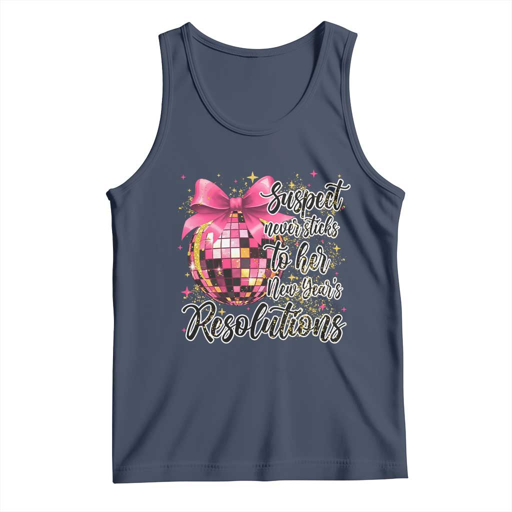 Funny Suspect Never Sticks To Her New Years Resolutions Tank Top Coquette Disco Ball TS11 Navy Print Your Wear