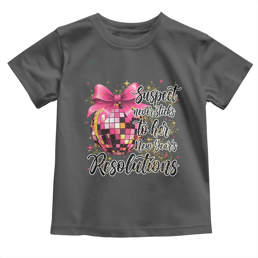 Funny Suspect Never Sticks To Her New Years Resolutions Toddler T Shirt Coquette Disco Ball TS11 Dark Heather Print Your Wear