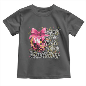 Funny Suspect Never Sticks To Her New Years Resolutions Toddler T Shirt Coquette Disco Ball TS11 Dark Heather Print Your Wear