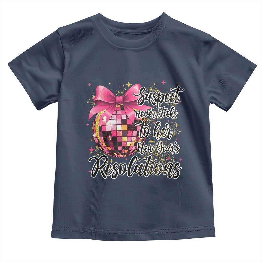 Funny Suspect Never Sticks To Her New Years Resolutions Toddler T Shirt Coquette Disco Ball TS11 Navy Print Your Wear