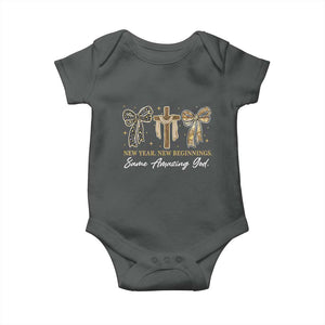 New Year New Beginnings Same Amazing God Baby Onesie Christian New Years Eve TS11 Dark Heather Print Your Wear
