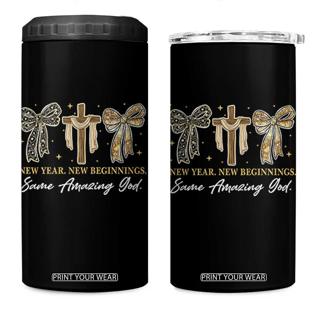 New Year New Beginnings Same Amazing God 4 in 1 Can Cooler Tumbler Christian New Years Eve TS11 One Size: 16 oz Black Print Your Wear