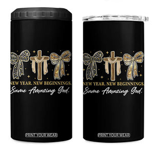 New Year New Beginnings Same Amazing God 4 in 1 Can Cooler Tumbler Christian New Years Eve TS11 One Size: 16 oz Black Print Your Wear