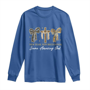 New Year New Beginnings Same Amazing God Long Sleeve Shirt Christian New Years Eve TS11 Royal Blue Print Your Wear
