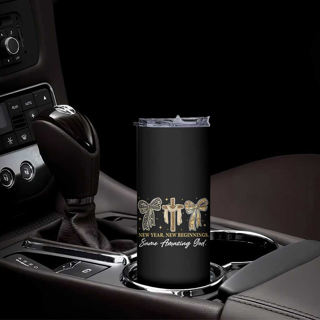 New Year New Beginnings Same Amazing God Skinny Tumbler Christian New Years Eve TS11 Print Your Wear