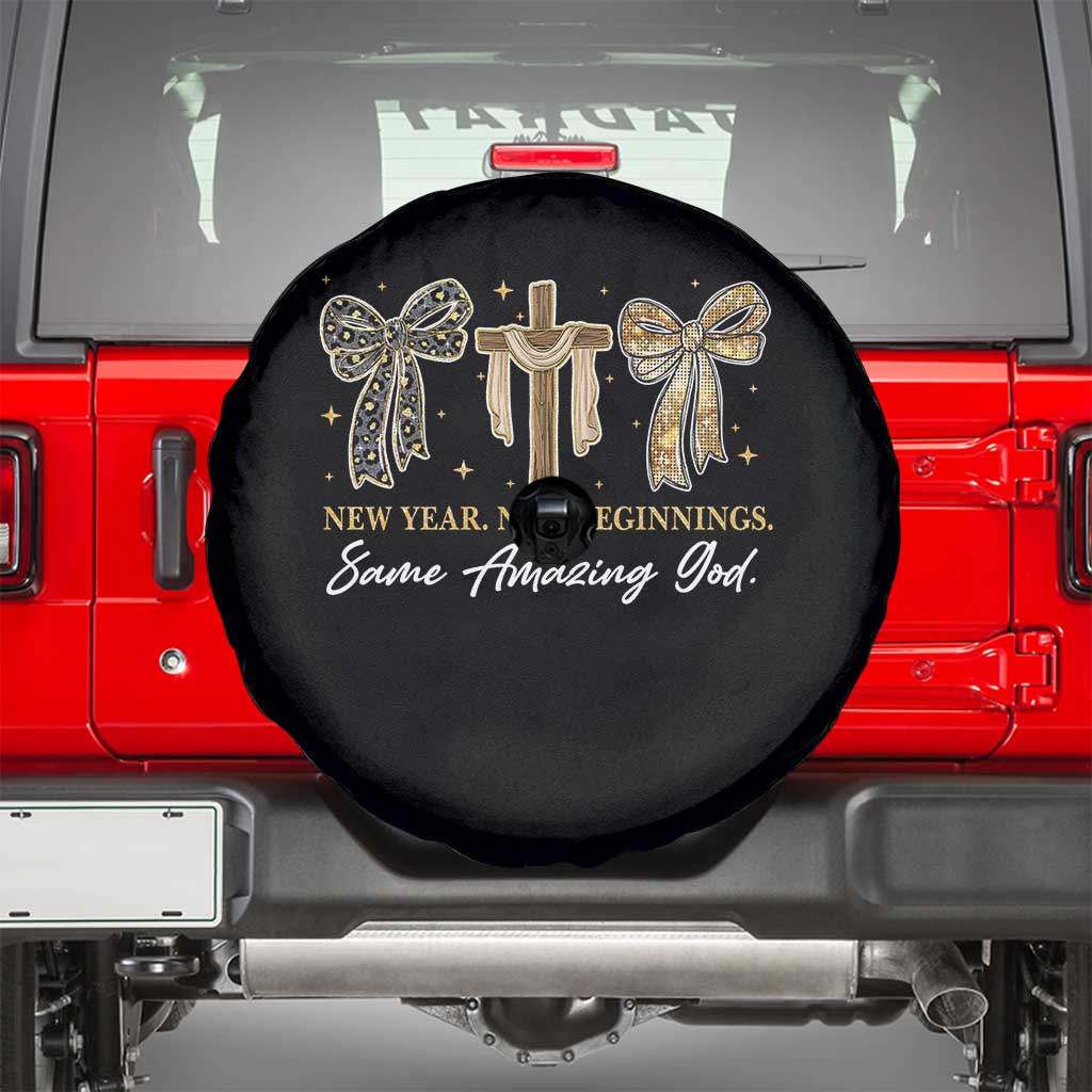 New Year New Beginnings Same Amazing God Spare Tire Cover Christian New Years Eve TS11 Black Print Your Wear