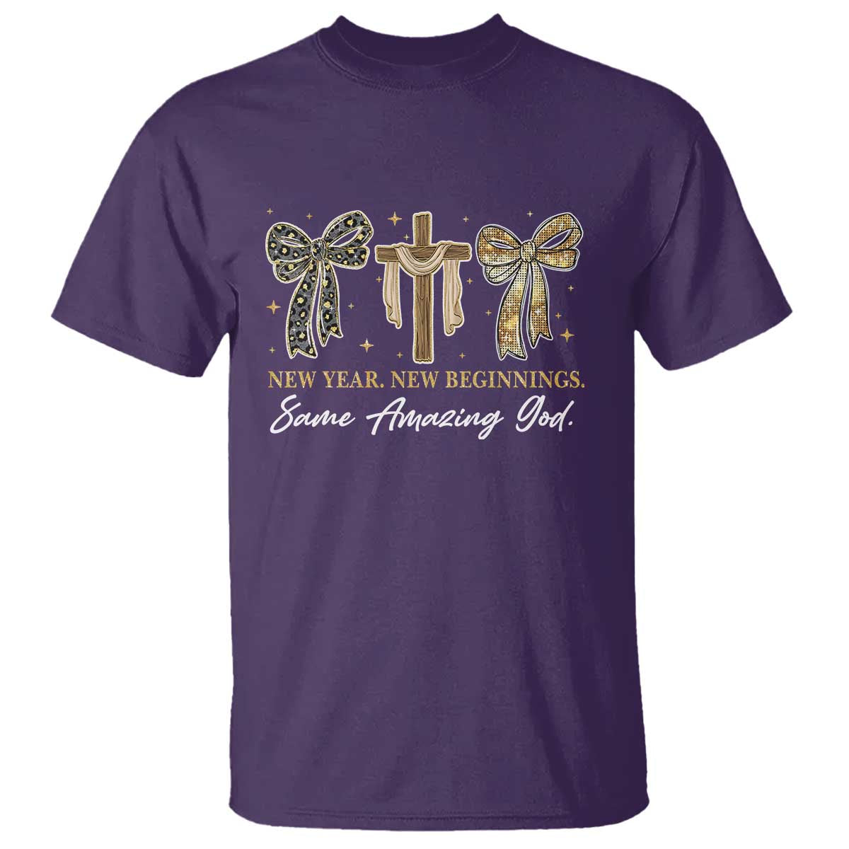 New Year New Beginnings Same Amazing God T Shirt Christian New Years Eve TS11 Purple Print Your Wear