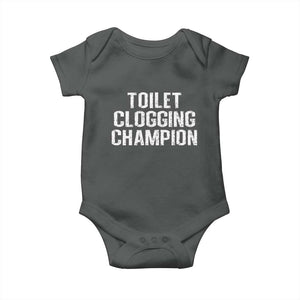 Toilet Clogging Champion Baby Onesie Funny Meme TS11 Dark Heather Print Your Wear