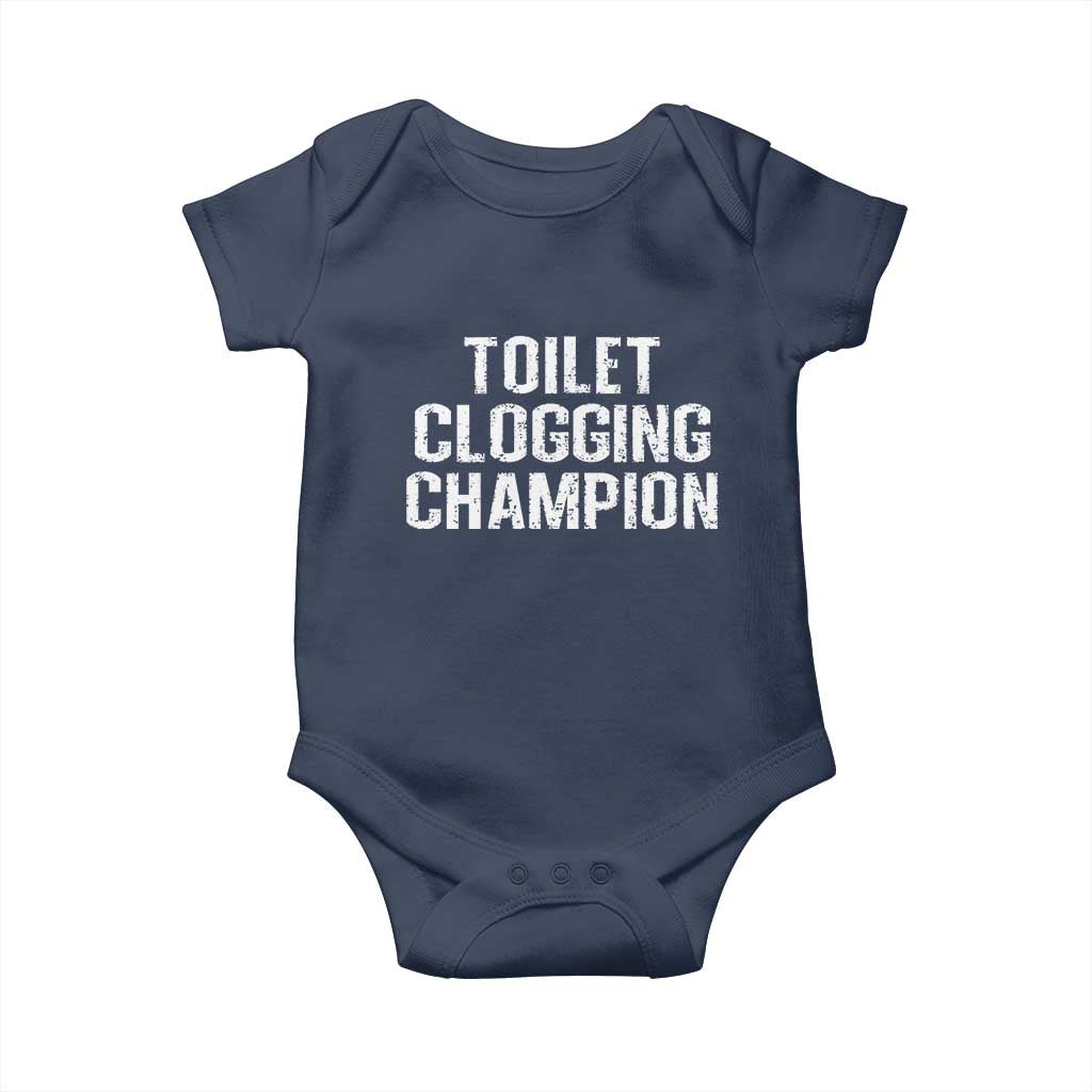 Toilet Clogging Champion Baby Onesie Funny Meme TS11 Navy Print Your Wear
