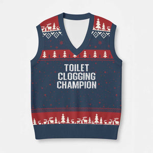 Toilet Clogging Champion V-Neck Knit Sweater Vest Funny Meme TS11 Navy Red Print Your Wear