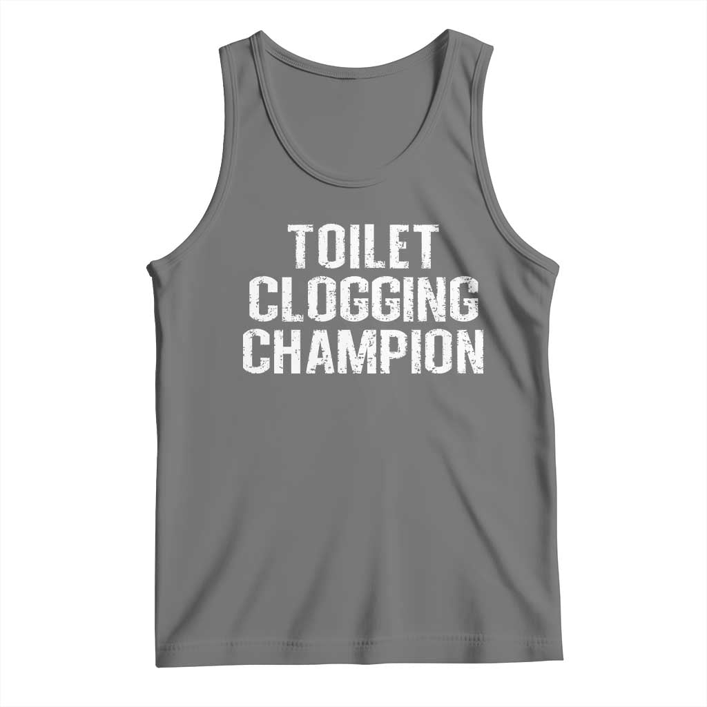 Toilet Clogging Champion Tank Top Funny Meme TS11 Black Heather Print Your Wear