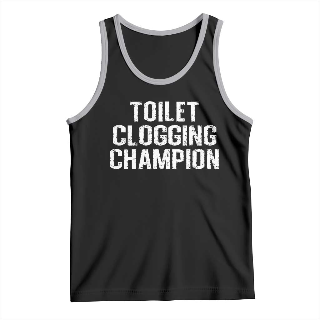 Toilet Clogging Champion Tank Top Funny Meme TS11 Black Athletic Heather Print Your Wear