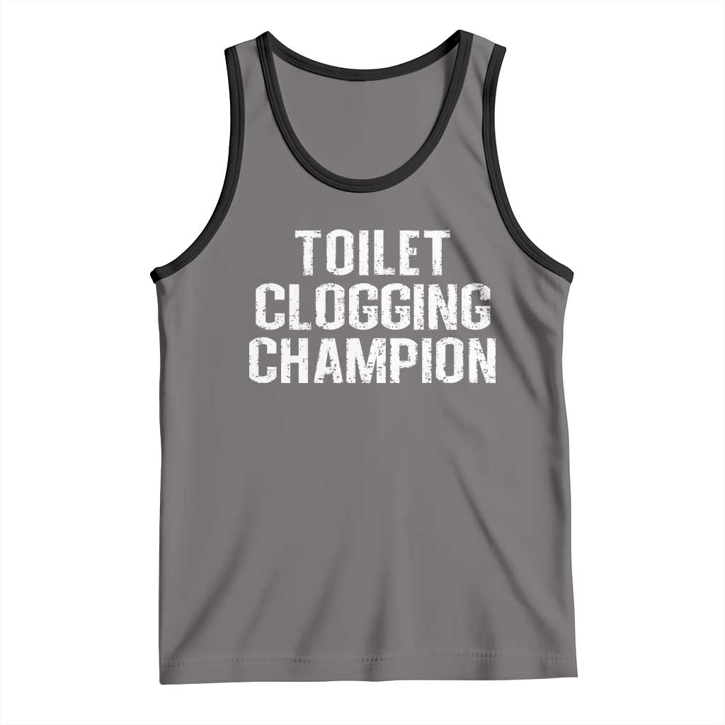 Toilet Clogging Champion Tank Top Funny Meme TS11 Deep Heather Black Print Your Wear