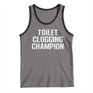 Toilet Clogging Champion Tank Top Funny Meme TS11 Deep Heather Black Print Your Wear