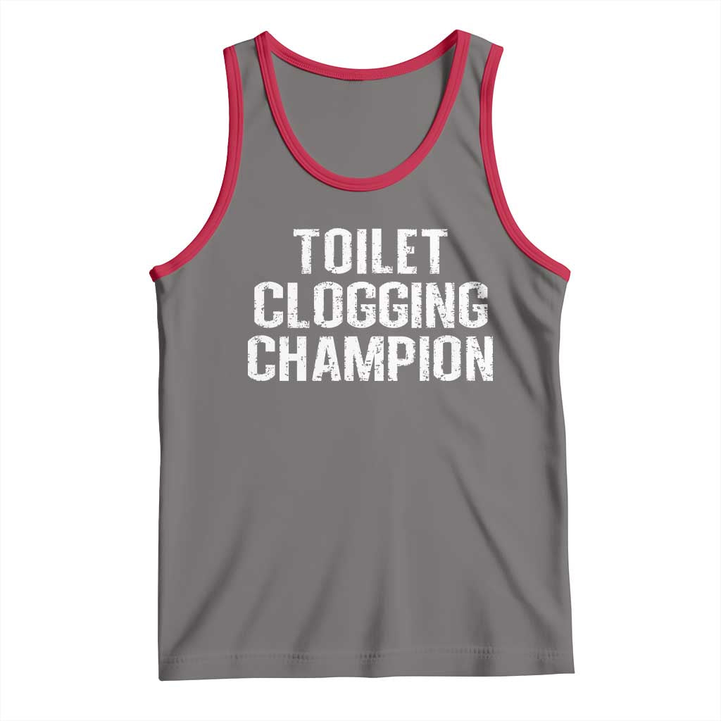 Toilet Clogging Champion Tank Top Funny Meme TS11 Deep Heather Red Print Your Wear