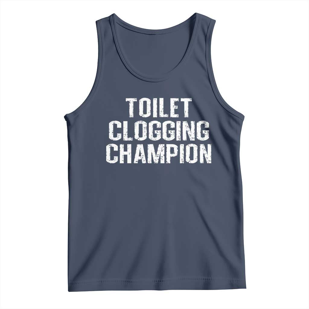 Toilet Clogging Champion Tank Top Funny Meme TS11 Navy Print Your Wear