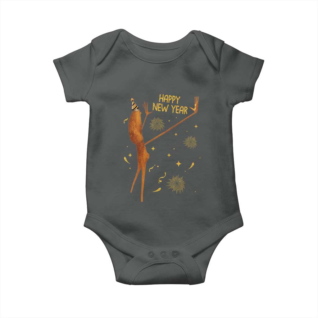 Funny Marcus The Worm New Year Baby Onesie Happy New Year NYE Party Firework TS11 Dark Heather Print Your Wear
