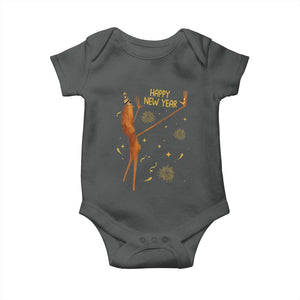 Funny Marcus The Worm New Year Baby Onesie Happy New Year NYE Party Firework TS11 Dark Heather Print Your Wear