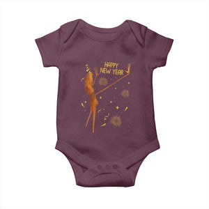 Funny Marcus The Worm New Year Baby Onesie Happy New Year NYE Party Firework TS11 Maroon Print Your Wear