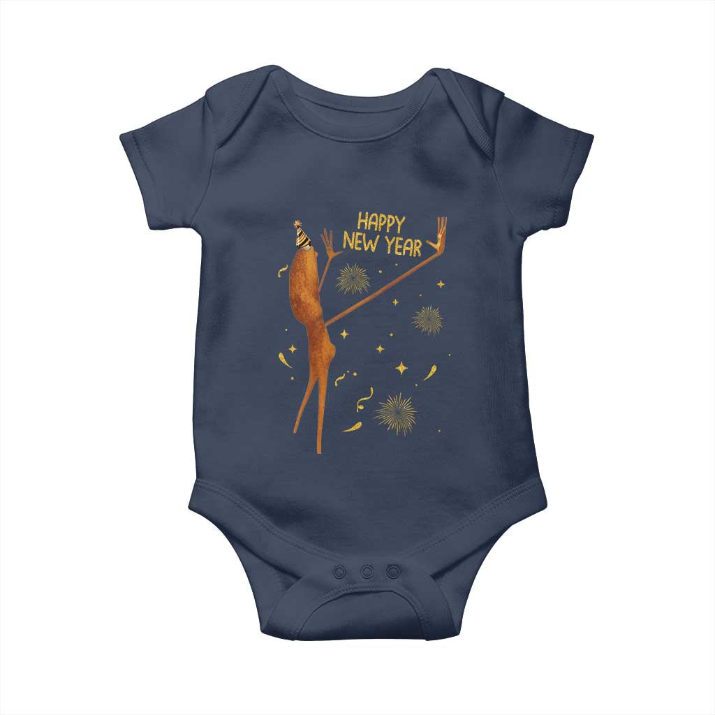 Funny Marcus The Worm New Year Baby Onesie Happy New Year NYE Party Firework TS11 Navy Print Your Wear