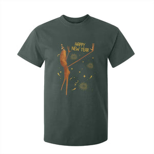 Funny Marcus The Worm New Year T Shirt For Kid Happy New Year NYE Party Firework TS11 Dark Forest Green Print Your Wear
