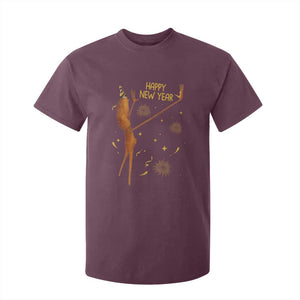 Funny Marcus The Worm New Year T Shirt For Kid Happy New Year NYE Party Firework TS11 Maroon Print Your Wear