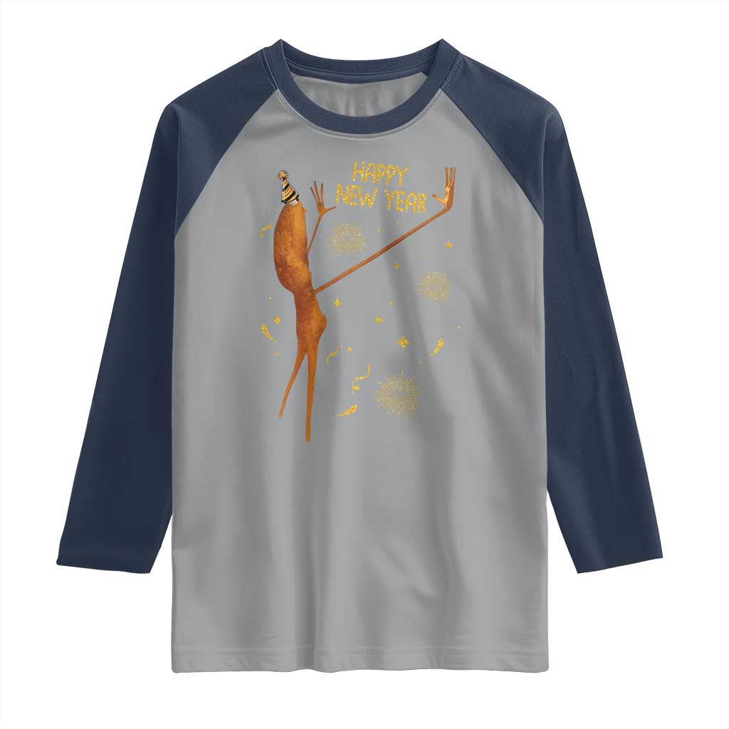 Funny Marcus The Worm New Year Raglan Shirt Happy New Year NYE Party Firework TS11 Sport Gray Navy Print Your Wear