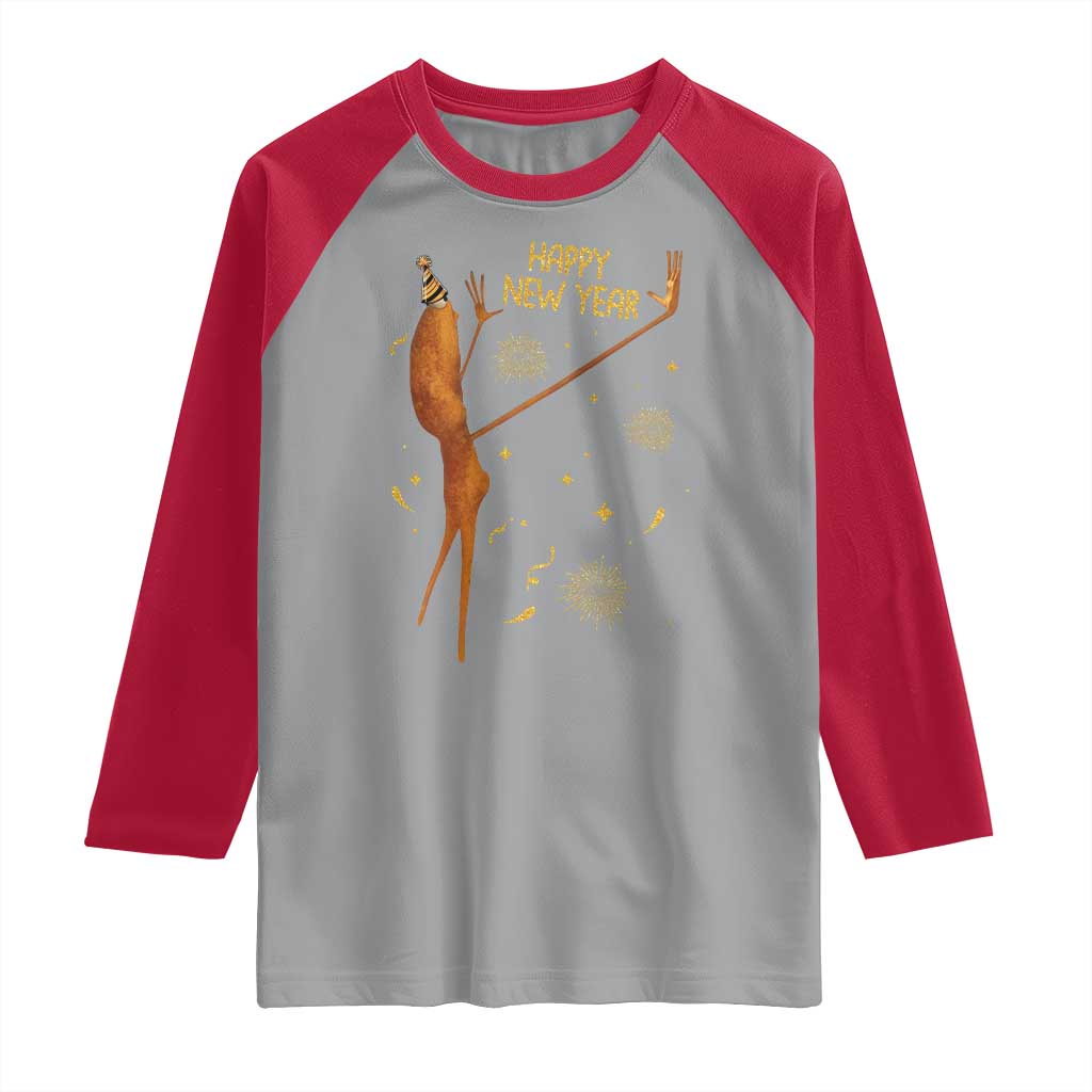 Funny Marcus The Worm New Year Raglan Shirt Happy New Year NYE Party Firework TS11 Sport Gray Red Print Your Wear