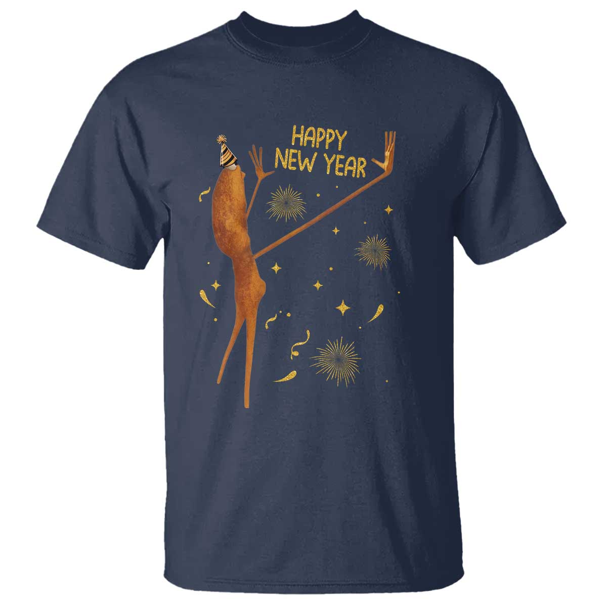 Funny Marcus The Worm New Year T Shirt Happy New Year NYE Party Firework TS11 Navy Print Your Wear
