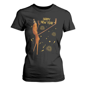 Funny Marcus The Worm New Year T Shirt For Women Happy New Year NYE Party Firework TS11 Black Print Your Wear