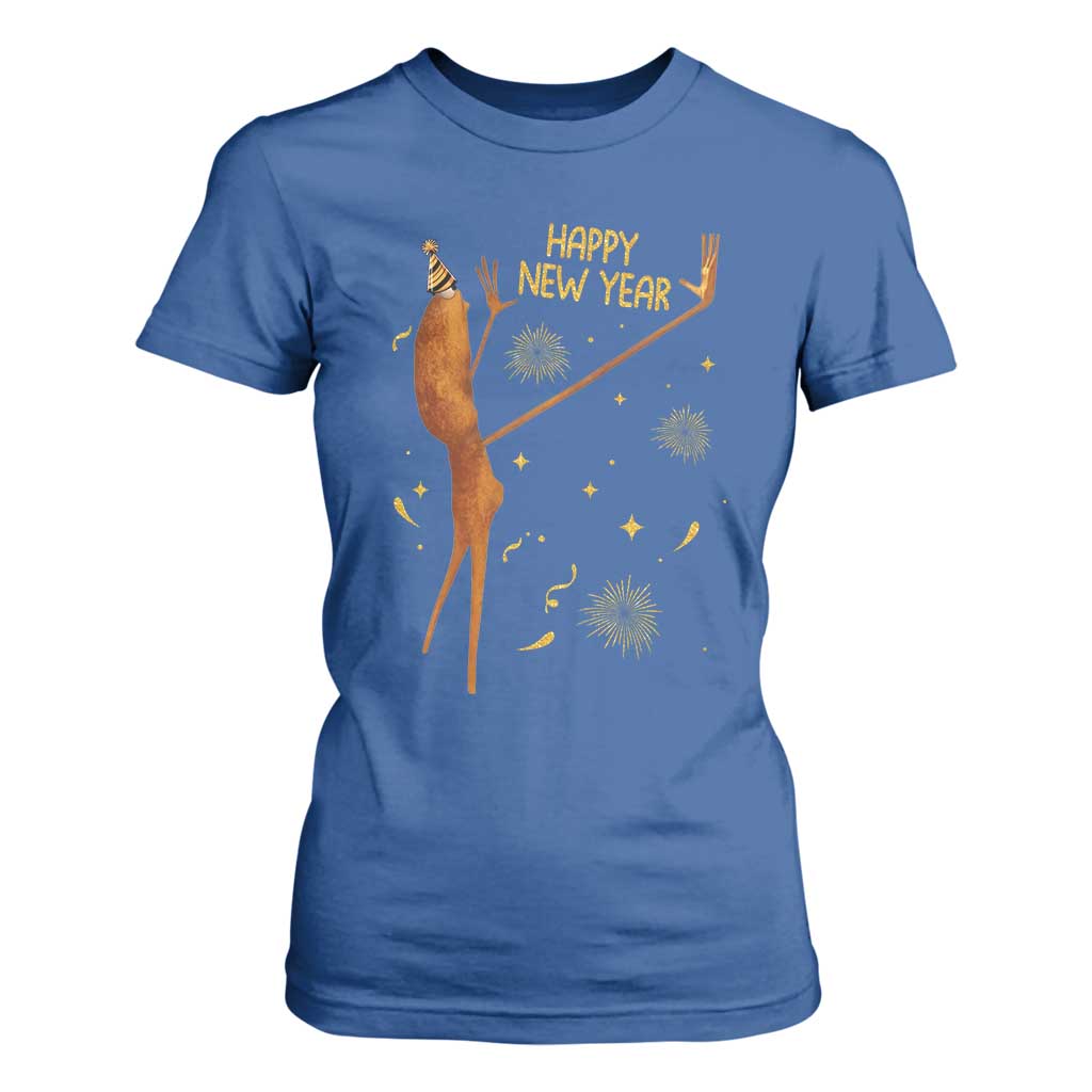 Funny Marcus The Worm New Year T Shirt For Women Happy New Year NYE Party Firework TS11 Royal Blue Print Your Wear
