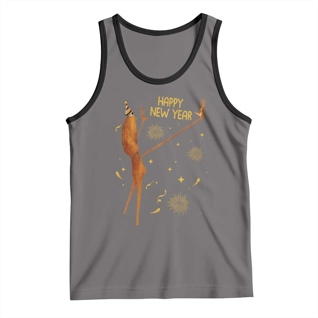 Funny Marcus The Worm New Year Tank Top Happy New Year NYE Party Firework TS11 Deep Heather Black Print Your Wear