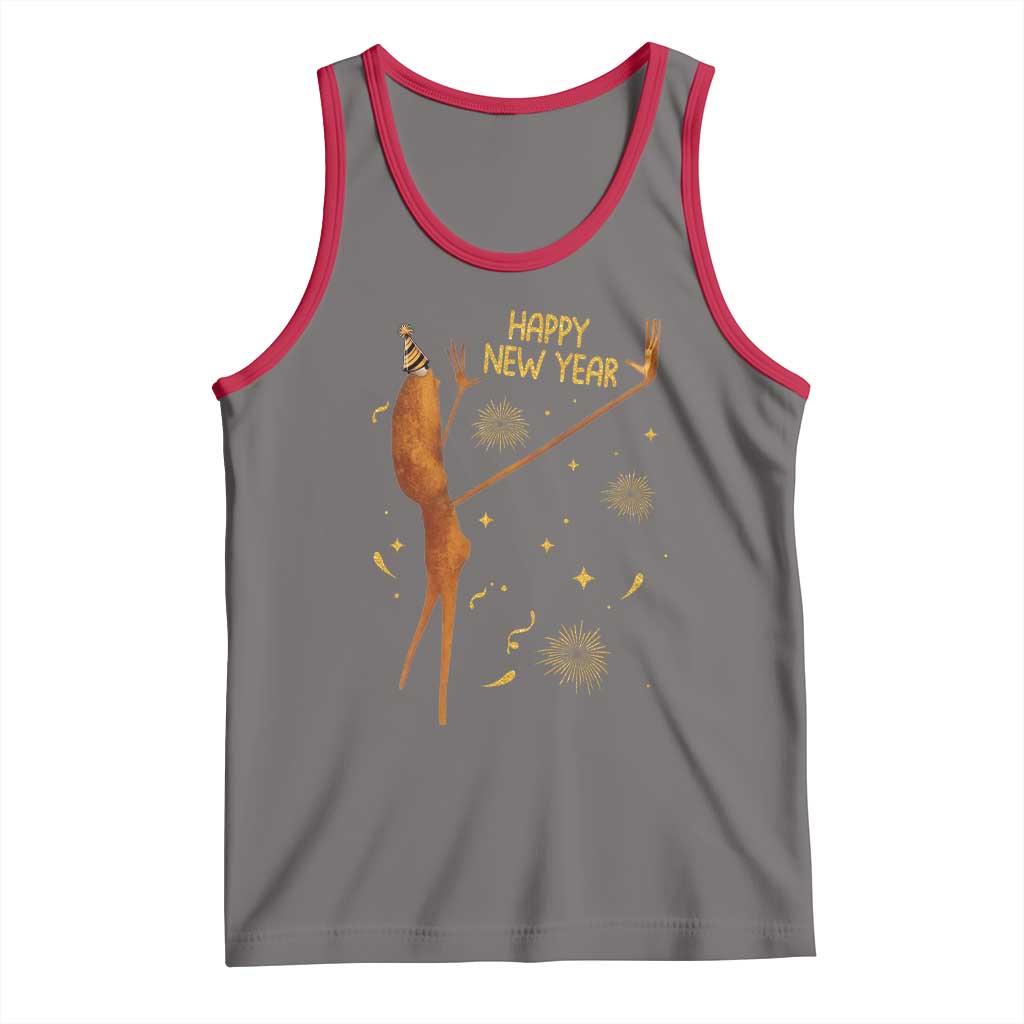 Funny Marcus The Worm New Year Tank Top Happy New Year NYE Party Firework TS11 Deep Heather Red Print Your Wear