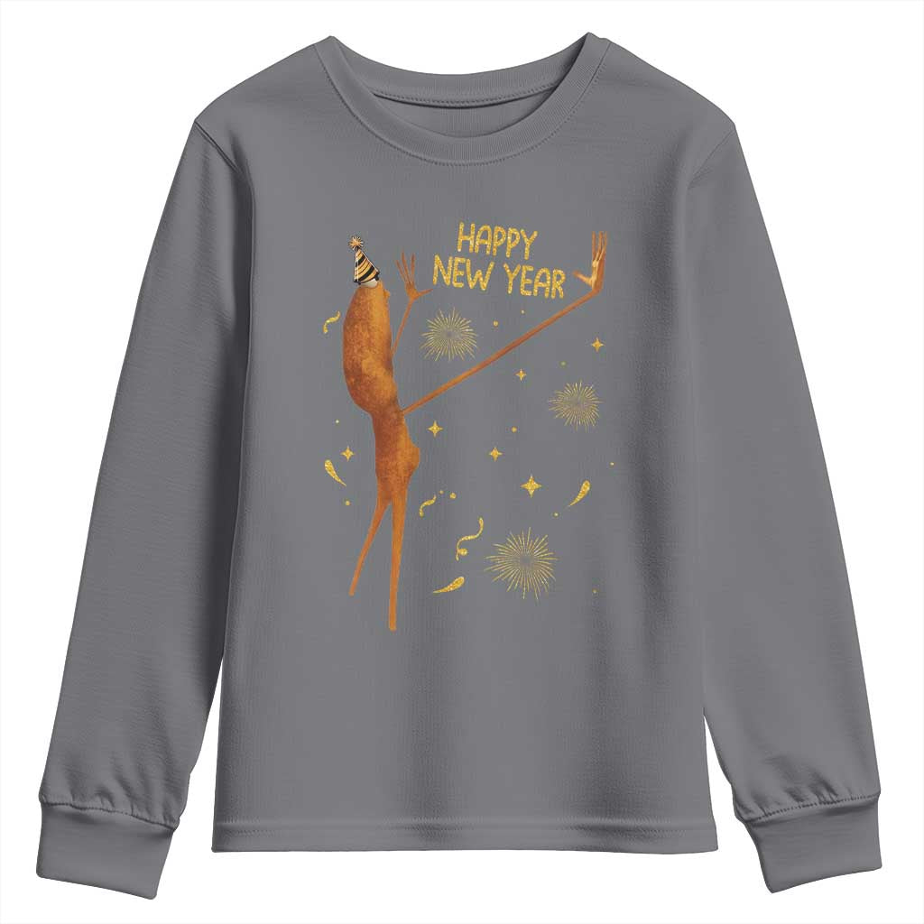 Funny Marcus The Worm New Year Youth Sweatshirt Happy New Year NYE Party Firework TS11 Charcoal Print Your Wear