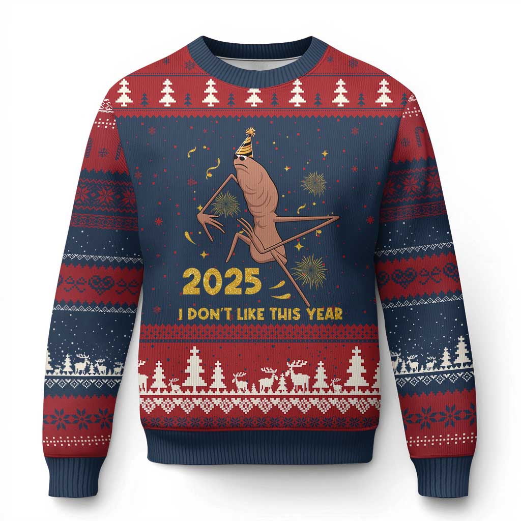 Funny Marcus The Worm New Year Ugly Christmas Sweater 2025 I Dont Like This Year Fireworks NYE Party TS11 Navy Red Print Your Wear
