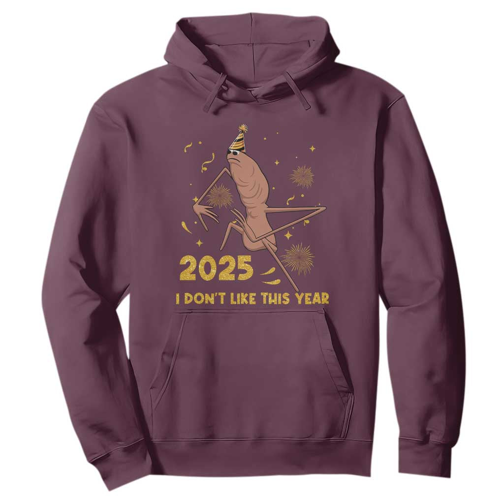 Funny Marcus The Worm New Year Hoodie 2025 I Dont Like This Year Fireworks NYE Party TS11 Maroon Print Your Wear